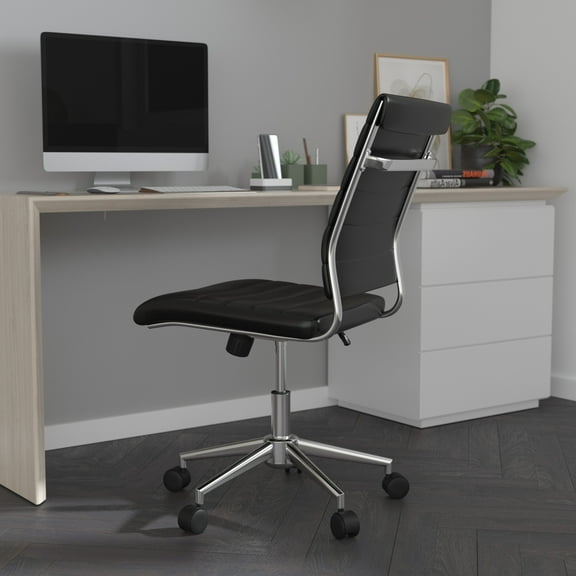 Merrick Lane Indoor Mid Back 360 Degree Swivel and Height Adjustment Computer Desk Chair, Black