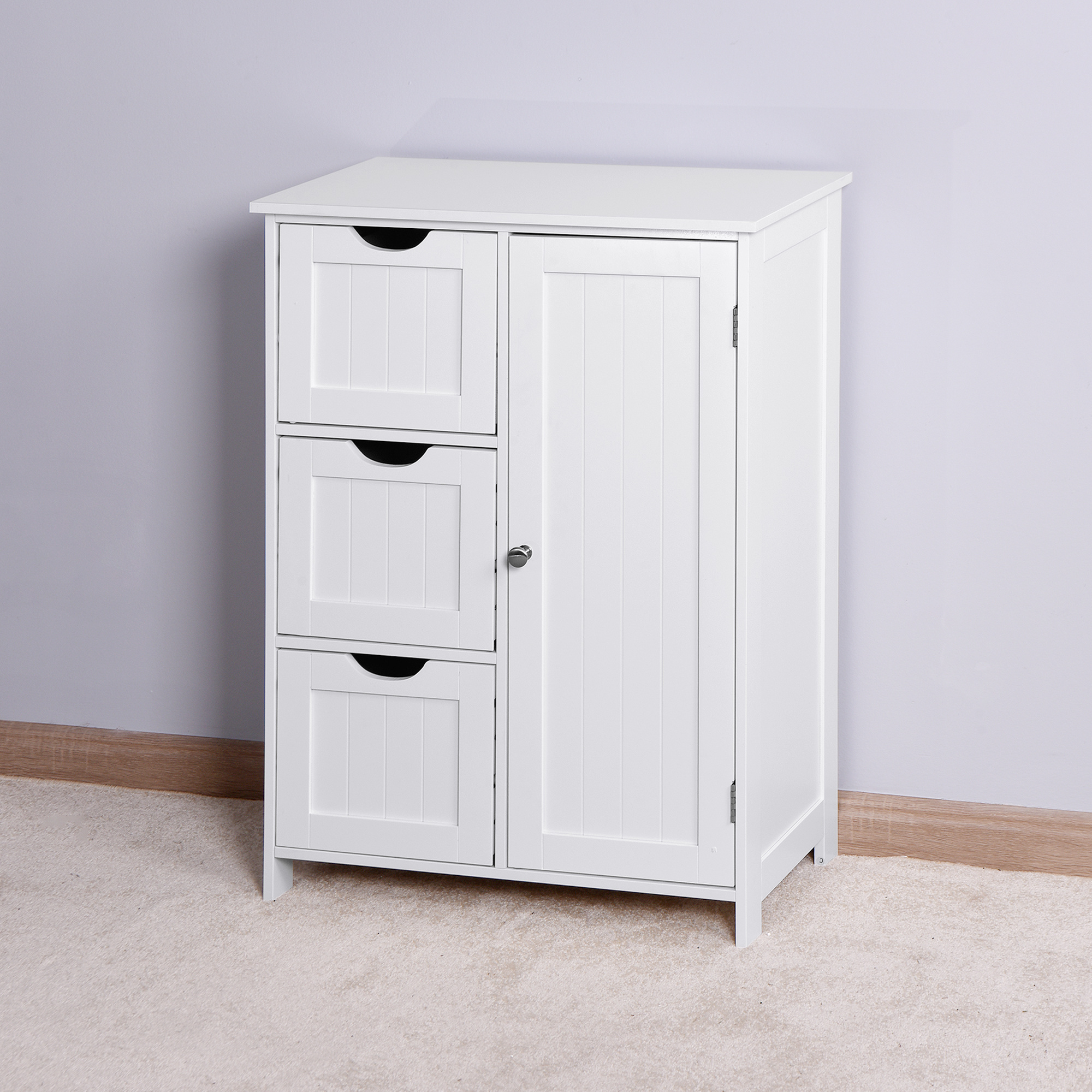HUNLUYEN Bathroom Storage White Floor with 3 Large