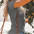 thumbnail image 5 of XFLWAM Women's Summer Casual Henley Shirts Short Sleeve V Neck Button Up Ribbed Slim Fit Basic Tops Gray M, 5 of 8