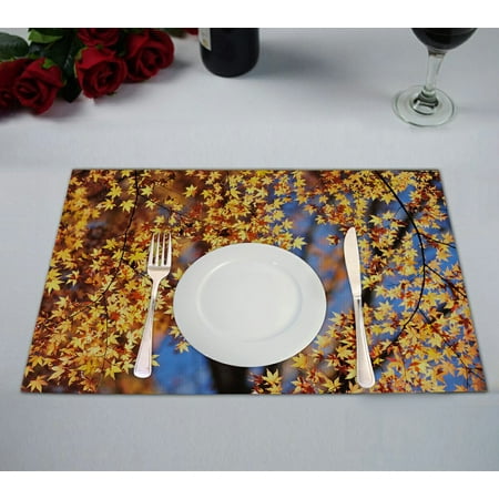 

GCKG Landscape Placemat Autumn Maple Leaves Placemat 12x18 Inch Set of 2