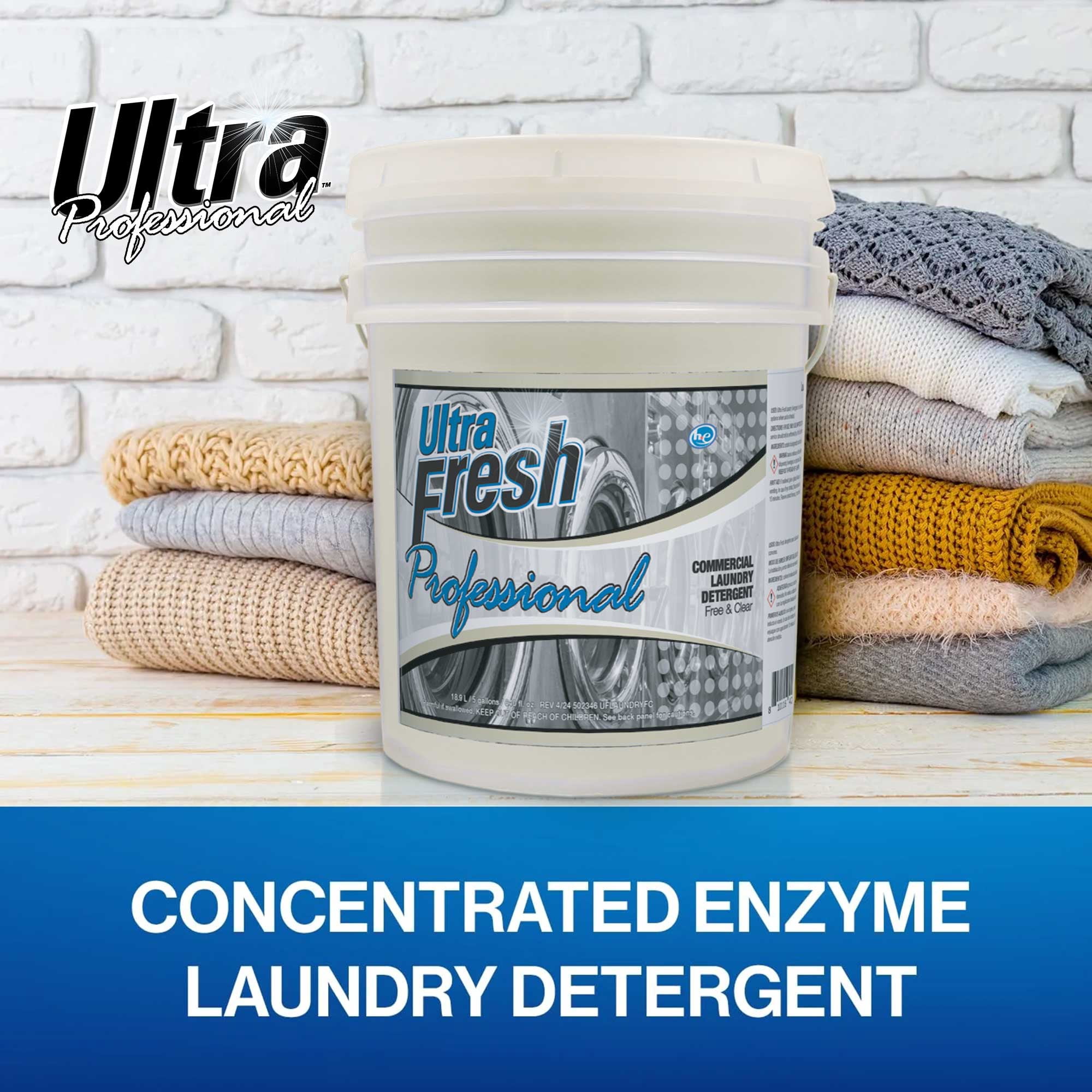 Ultra Fresh® Professional™ Commercial Laundry Detergent, Free & Clear, Pump, 5 Gallons