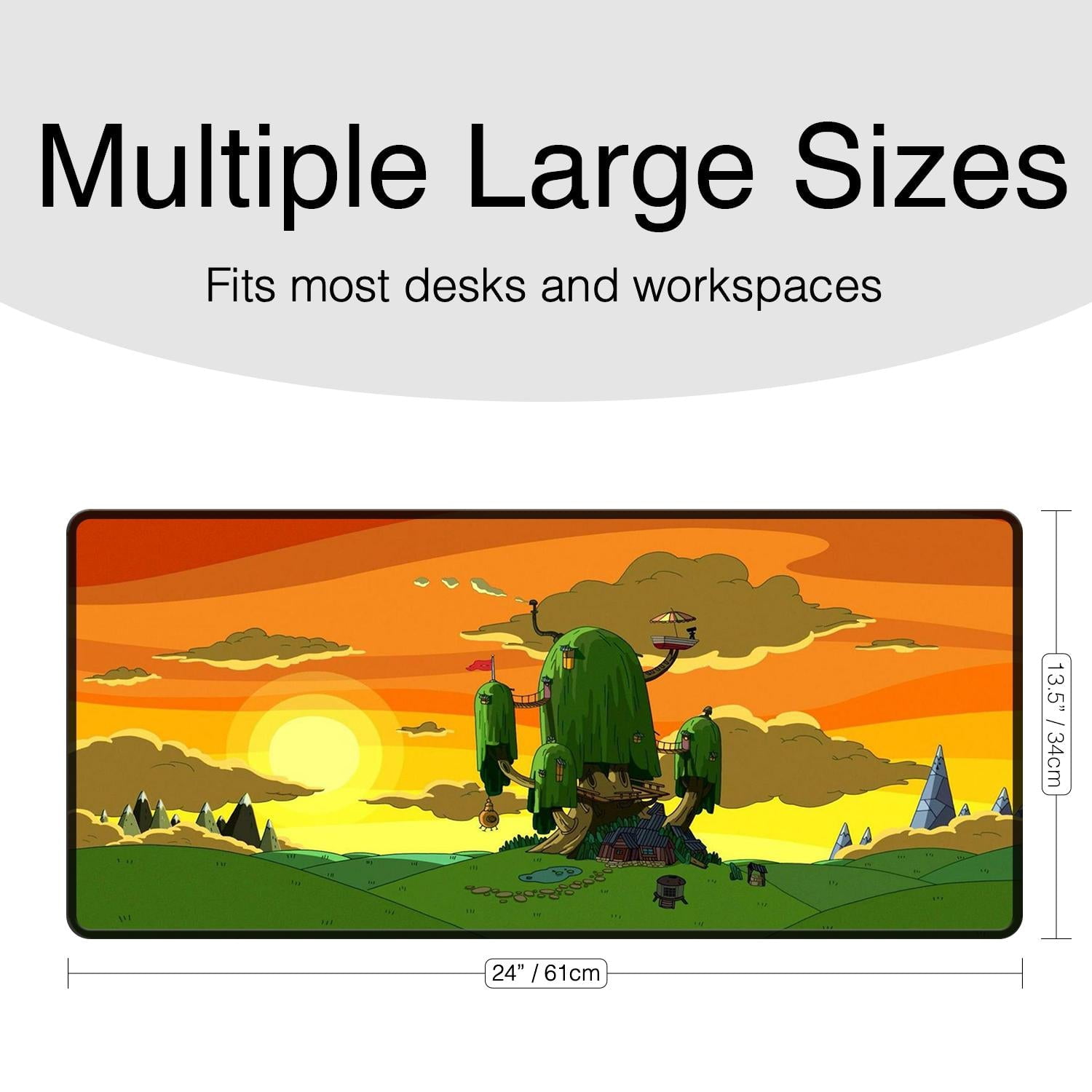 Cartoon Fantasy Treehouse Gaming Mouse Pad, Extended Desk Mat, Vibrant Sunset Design