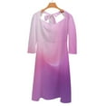thumbnail image 6 of Abstract Texture Strange Art Geometric Purple Pink Women's 3/4 Sleeve Dresses Elegant A-Line Midi Dress Flare Summer Casual Sundress, 6 of 9
