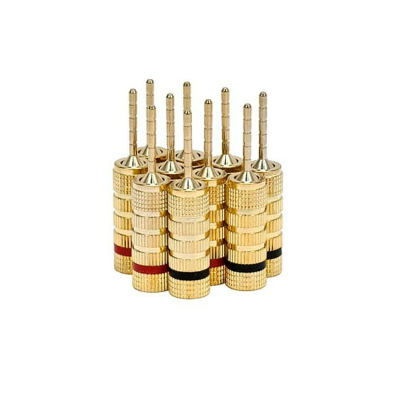 Monoprice High-Quality Pin Screw Type Gold Plated Speaker Pin Plug 5 Pairs 109438