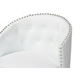 thumbnail image 5 of Baxton Studio Theron Mid-Century Transitional White Faux Leather and Espresso Brown Finished Wood 2-Piece Swivel Counter, 5 of 7