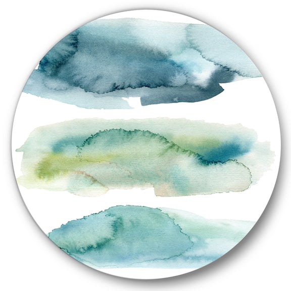 Designart 'Green and Blue Clouds' Modern Circle Metal Wall Art 36x36 - Disc of 36