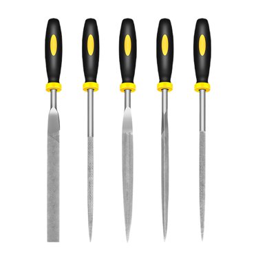 ROSENICE 5Pcs High Hardness Steel Files with Anti Skid Handles for Durable Polishing