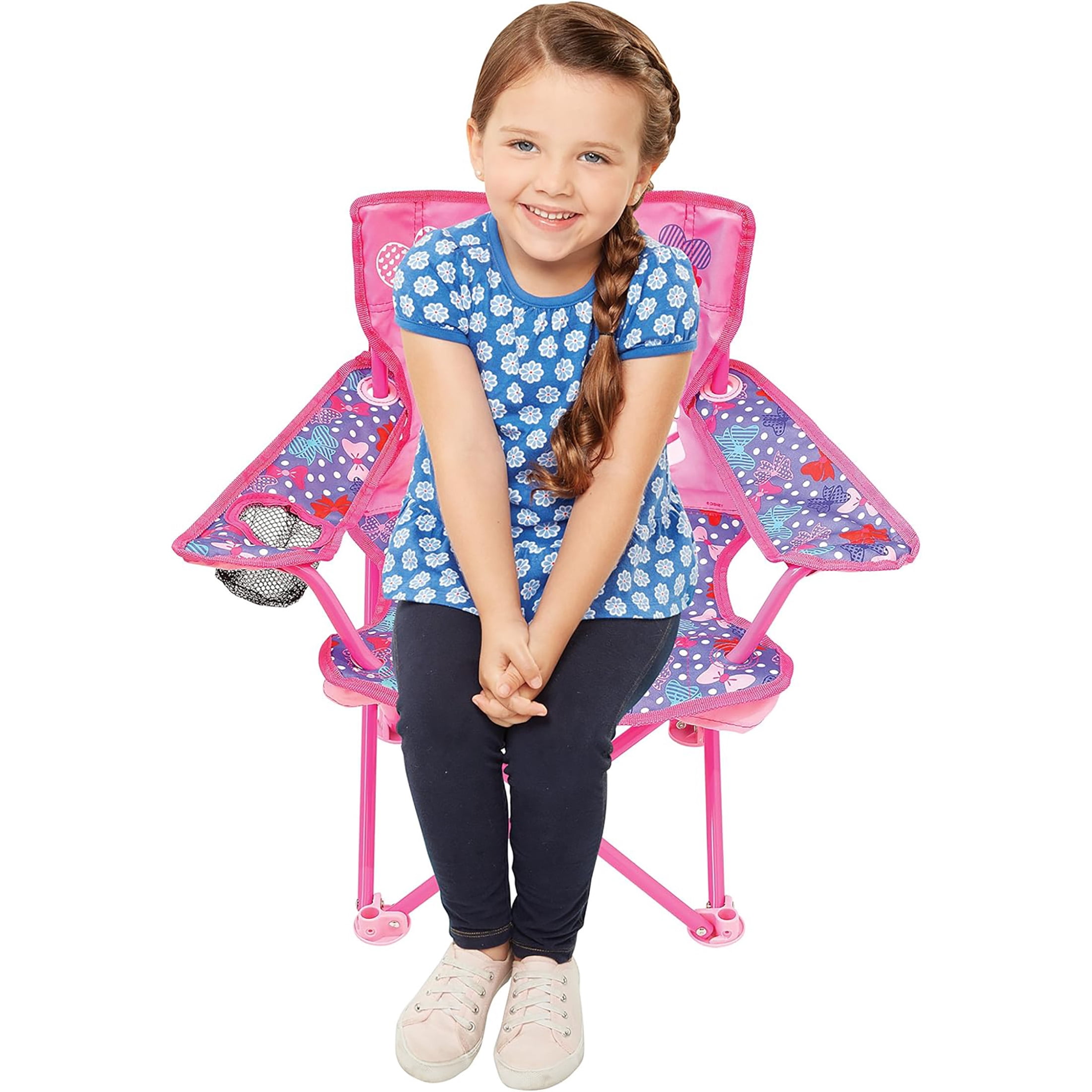 Minnie Mouse Portable Fold N Go Kids Chair with Carry Bag for Camping and Outdoor Activities
