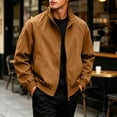 thumbnail image 5 of Dweltoz Men's Lightweight Bomber Jacket Casual Stand Collar Zip Up Soft Outerwear with Side Pockets Fall Winter Fashion Jackets,Brown 2XL, 5 of 5