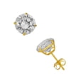 thumbnail image 3 of JewelStop 14k Solid Yellow Gold 4ct Cz Basket Setting Stud Earrings 8Mm, Push Backs, 3 of 6