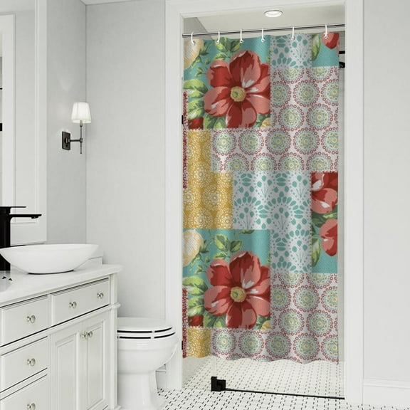 Pioneer Flower Floral Print Pattern Shower Curtain 36"x72" ,Bathroom Decorative Shower Curtains Set with 12 Hooks,Modern Waterproof Washable Shower Curtain