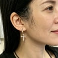 thumbnail image 6 of SFTING Hoop Earrings for Women Cross 5A CZ Gothic Pendant 18K Gold Plated Jewelry Gift for Her, 6 of 7