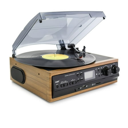 Vinyl Record Player Vintage 3-speed Turntable Vinyl Record Player Built-in Speakers Gramophone AM/FM Radio Cassette LP USB/SD Recorder ,Louder and Clearer