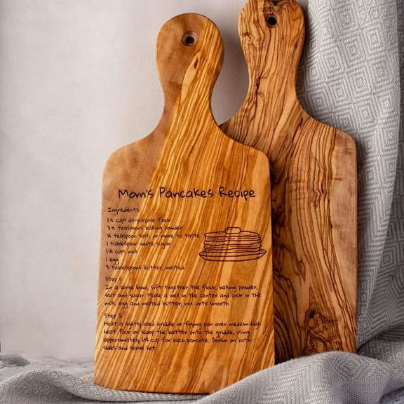 Olive Wood Engraved Recipe Cutting Charcuterie Board, 16 Handmade Cheese & Serving Board, Premium Chopping Board