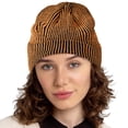 thumbnail image 2 of Womens Hats Striped Knitted Lightweight Warm Cap Ear Protection Stretchy Casual Breathable Comfortable Trendy Beanie Hat, 2 of 4