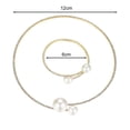 thumbnail image 5 of Hyasfey 2Pcs/Set Women Elegant Jewelry Set Shiny Rhinestones Faux Pearls Adjustable Open Collar Necklace Bangle Set, 5 of 7