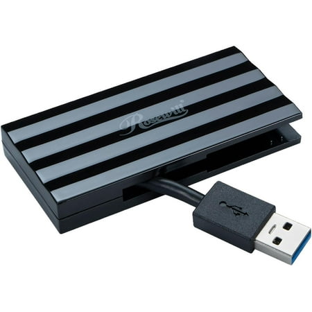 UPC: 0898745018332 | Rosewill 4-Port Slim USB 3.0 Mini Hub  with Built-in 2  Cable  Compatible with Windows & macOS  Portable Pocket Size Travel Accessory – RHB-320B