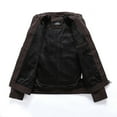 thumbnail image 3 of Vedolay Mens Jackets Long Sleeve Bomber Jacket Coat with Pocket Coffee,L, 3 of 4