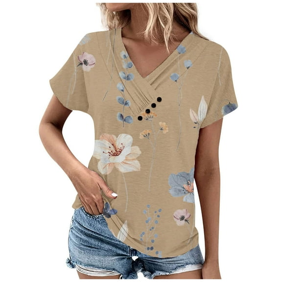 Womens Summer Tops 2023 Blouses for Women Dressy Casual Sexy Trendy Western O Neck Tshirts Spring Fashion Clothes Tunic Tops Deal Of Day Pallet Sale #1