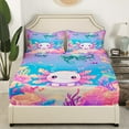 thumbnail image 3 of Erosebridal Kawaii Axolotl Twin Sheet Sets, Blue Pink Bed Sheets Twin, Ocean Coral Bedding Twin Size, Breathable Room Decor, 3 Pieces, 3 of 7