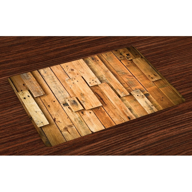 Wooden Placemats Set of 4 Lodge Style Teak Hardwood Wall