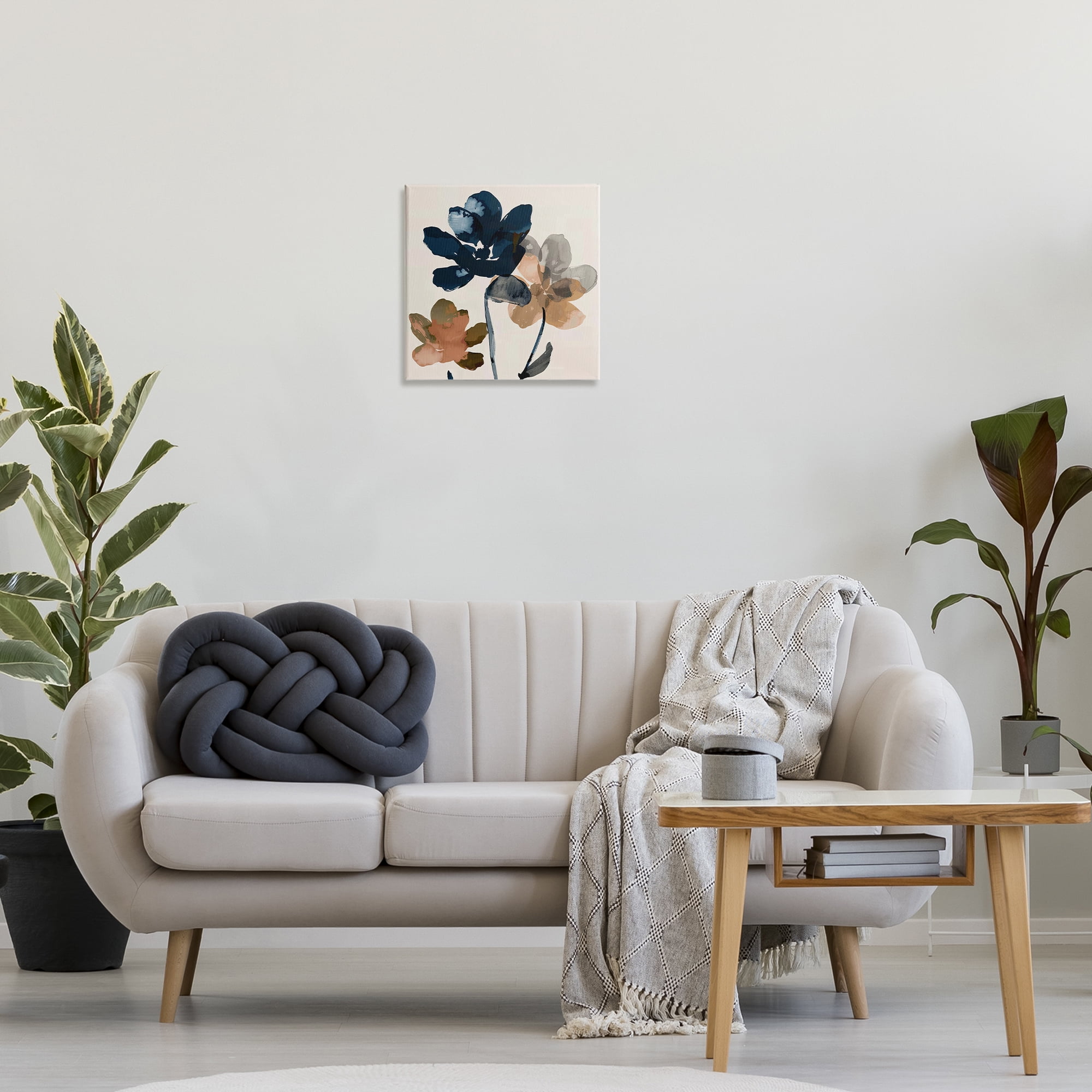 Stupell Industries Abstract Earth Tone Blooms Plants & Flowers Painting Wrapped Canvas Art Print Wall Art, 17 x 17