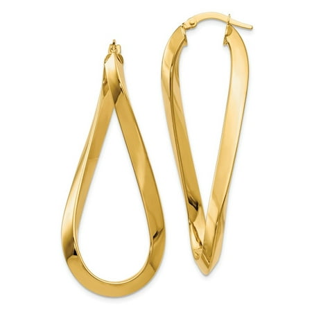 Aa Jewels Solid 14k Yellow Gold Polished Twisted Oval Hinged Hoop Solid 14k Yellow Gold Polished Twisted Oval Hinged Hoop Earrings 20mm X 52mm