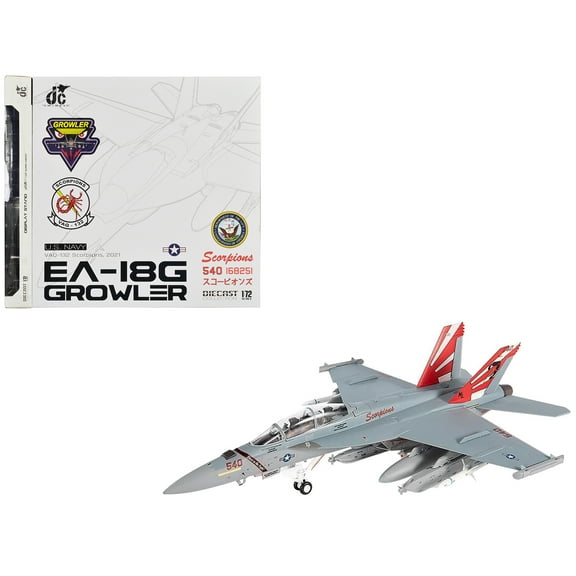 Boeing EA-18G Growler Aircraft "VAQ-132 Scorpions" United States Navy 1/72 Diecast Model by JC Wings