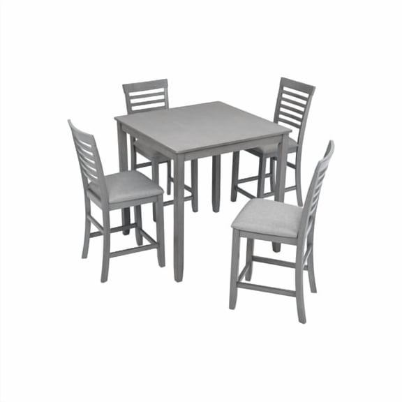 Knubmt Wooden Dining Table with 4 Pack Chair, Square Tabletop Table Chair for Dining Room, Living Room, Gray