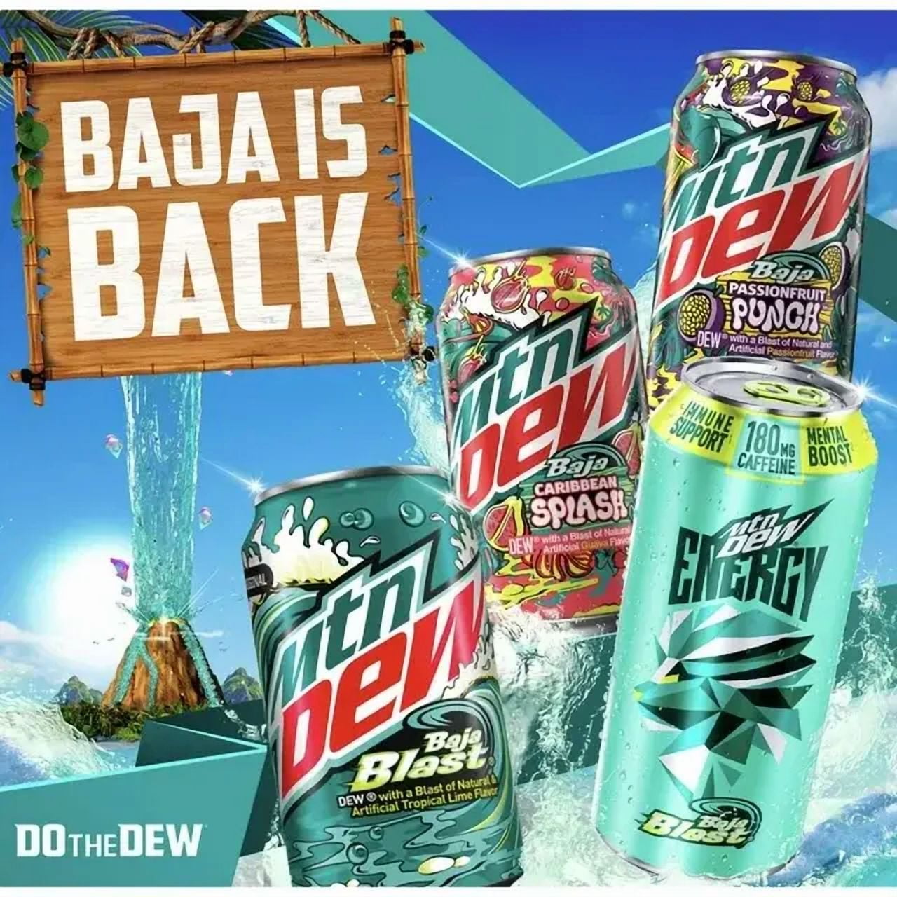 Mountain Dew Baja Blast ZERO, 20 Oz Bottle
