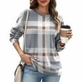 thumbnail image 5 of Women's Long Sleeve Sweatshirt Printed Round Neck Casual Loose Stripe Printing Top Fashion Outfits Fall Clothes Basic Winter Clothing, 5 of 7