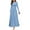 Light Blue, variant on qolati Women's Long Sleeve Maxi Dress Spring Fall Crewneck Solid Flowy A Line Dress Casual Slim Swing Pleated Dresses with Pockets
