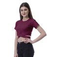 thumbnail image 3 of Moomaya Haut à Ourlet Croisé pour Femmes Manches Courtes Col Rond Tee-Shirt Blouse, 3 of 6