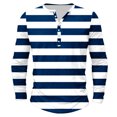 thumbnail image 4 of Dagegui Men's Striped Henley Shirts Long Sleeve Tops Trendy Crewneck Button Pullover Tees Big and Tall Slim Fit Athletic T-Shirts Casual Fall Shirt Navy S, 4 of 4