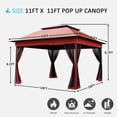 thumbnail image 5 of Meetleisure 11'x11' Pop Up Gazebo for Patios, Outdoor Canopy Tent with Sidewalls, Mosquito Netting, Pop Up Shelter for Wedding Party, Red, 5 of 11