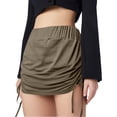 thumbnail image 3 of Pantalones con falda sexy plisada y cordón lateral para mujer - Falda corta de verano de color liso (2), 3 of 7