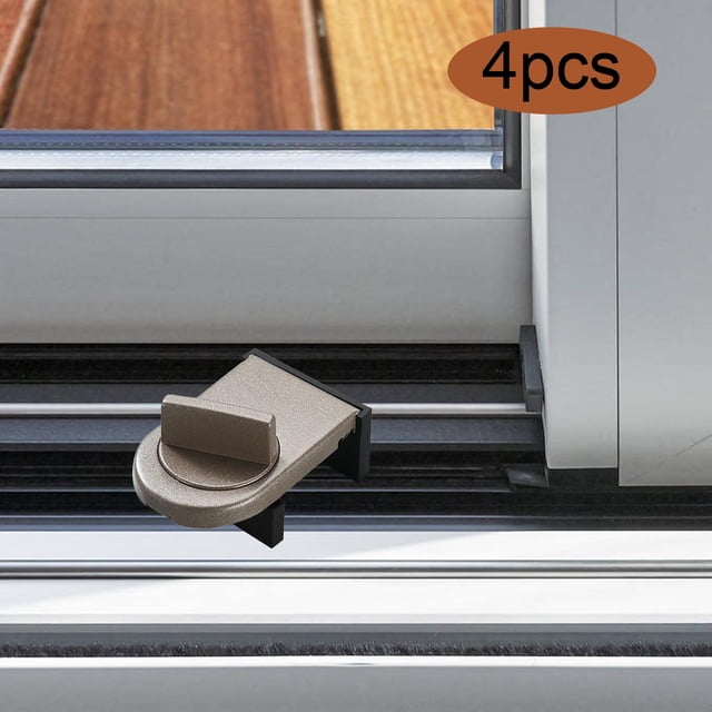 4 Piezas Cerradura de Ventana Corredera Cerradura de Ventana de Seguridad Fácil de Instalar Protección Infantil Cerradura de Puerta Corredera Cuña de Marrón