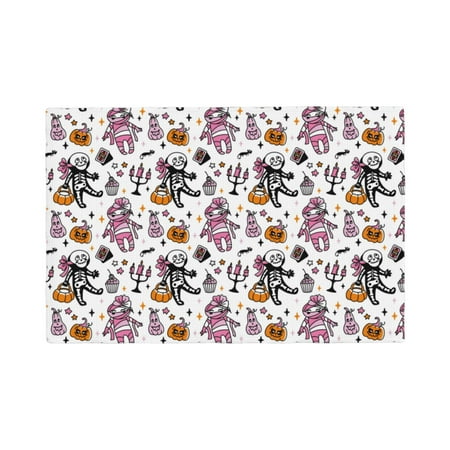

Placemats Set of 4 Girly halloween 3 Heat Resistant Non - Slip Place mats Waterproof table mat for Kitchen Dining-6片装