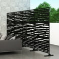 thumbnail image 4 of POSHIONS 6.3 ft. H X 4 ft. W Black Metal Privacy Screen Outdoor Indoor Divider with Stand, 4 of 6