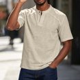 thumbnail image 5 of Mens Lightweight V Neck T-Shirts Summer Short Sleeve Plain Tees Casual Hippie Single Button Henley Shirt, 5 of 8