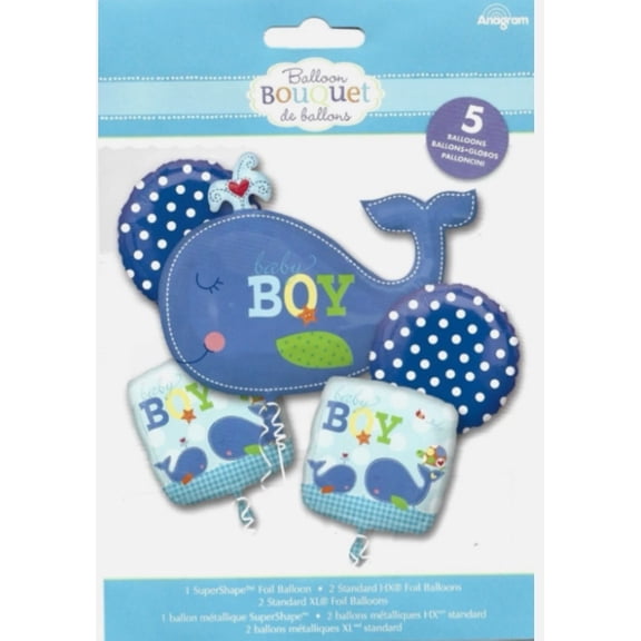 Blue Baby Boy Balloon Bouquet 5 PCS Set