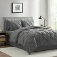 thumbnail image 3 of Bourina Comforter Set, 3-Piece, California King, Pleated Wrinkle-Resistant Microfiber Bedding, Grey, All-Season, 3 of 8