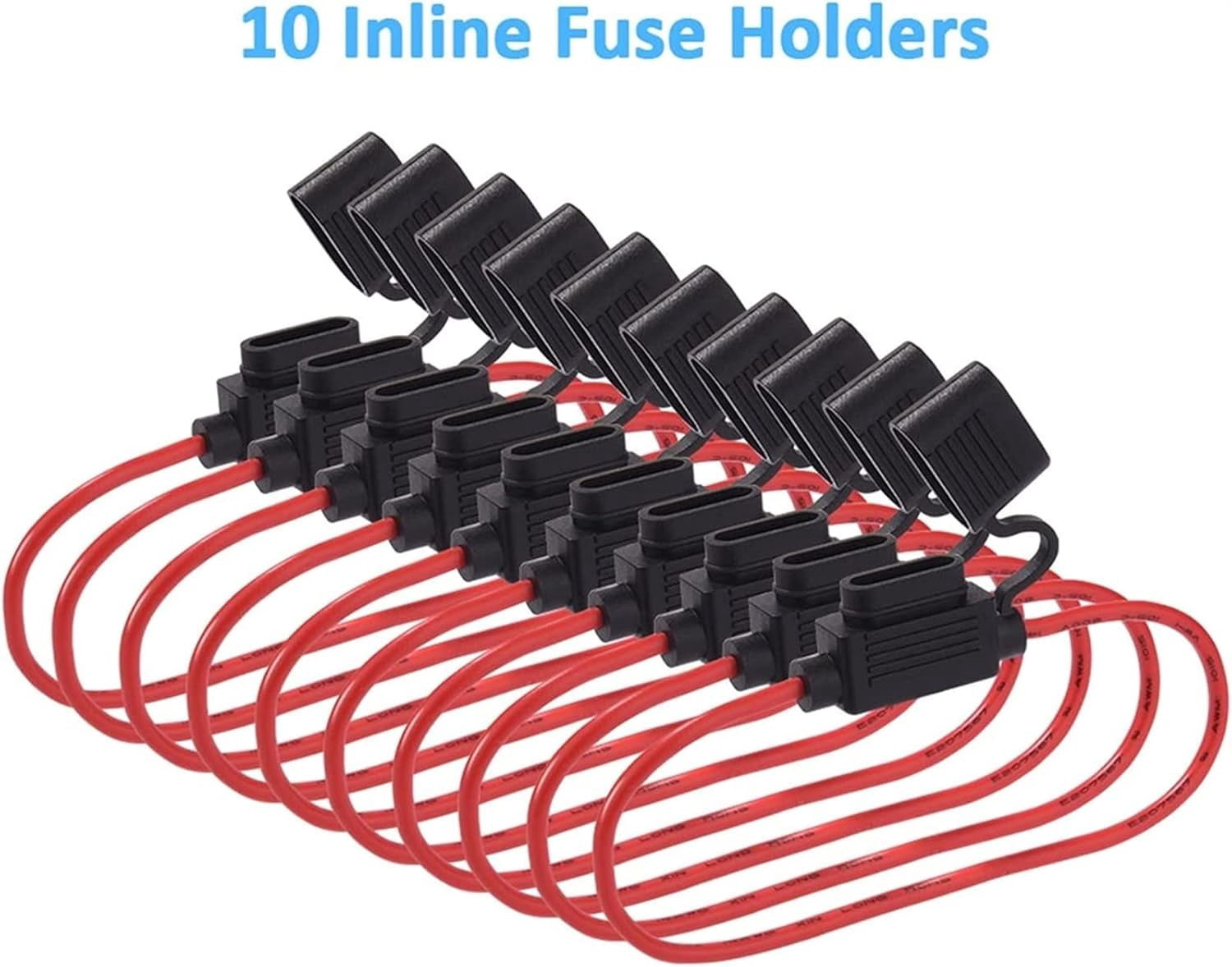 Car Truck 120pcs Blade Fuses Standard Fuse Assortment kit Universal with 10pcs 14 AWG Inline Fuse Holder &amp