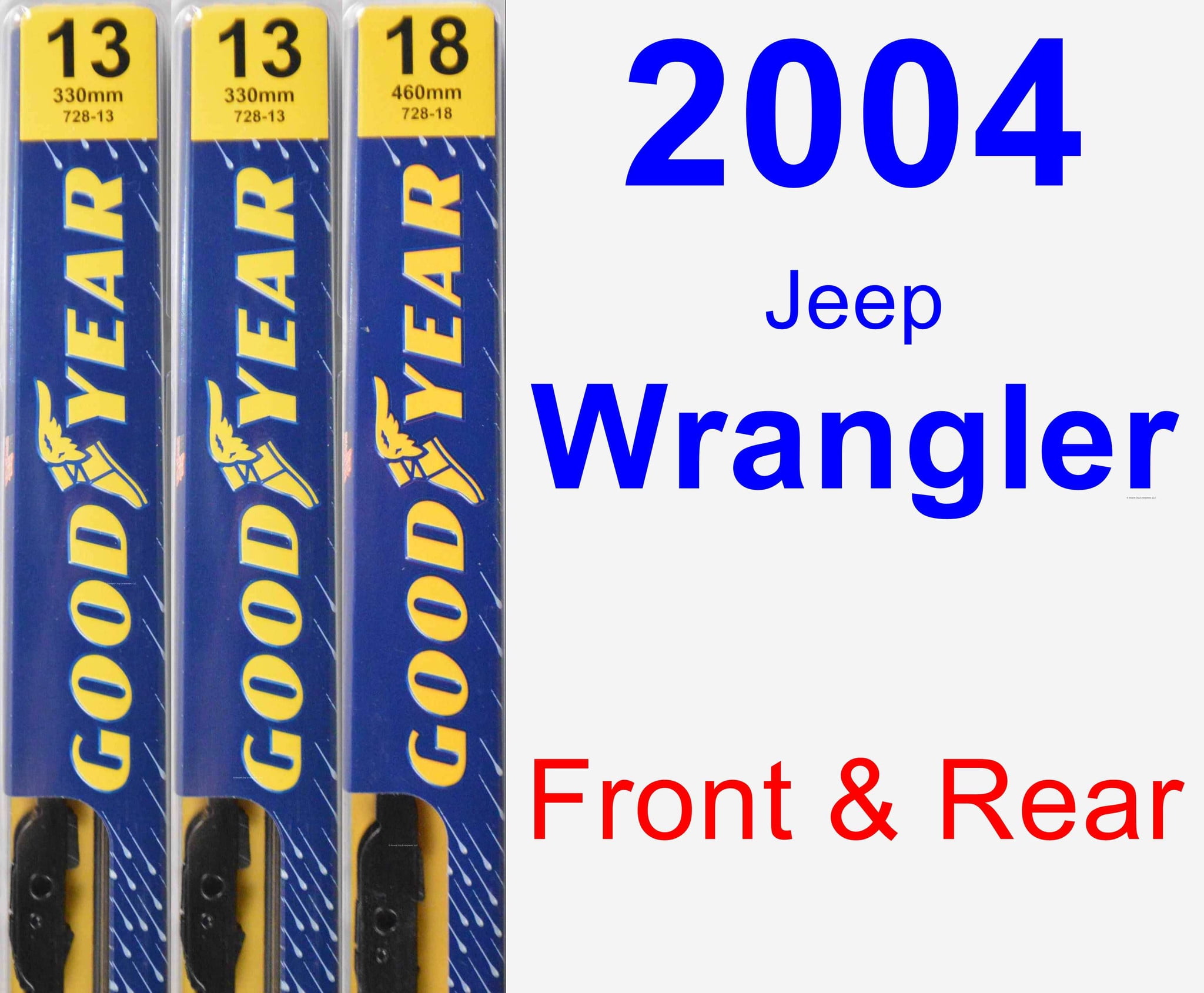 2004 Jeep Wrangler Wiper Blade Set/Kit (Front & Rear) (3 Blades