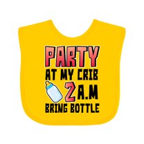 Inktastic Party at My Crib 2 A.m. Bring Bottle Baby Humor Boys or Girls Baby Bib