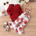 thumbnail image 2 of Okbabeha Newborn Baby Girl Clothes Ruffle Long Sleeve Ribbed Knit Romper Onesie Pants Set Spring Fall Outfit 0 3 6 9 12 18Month, 2 of 7