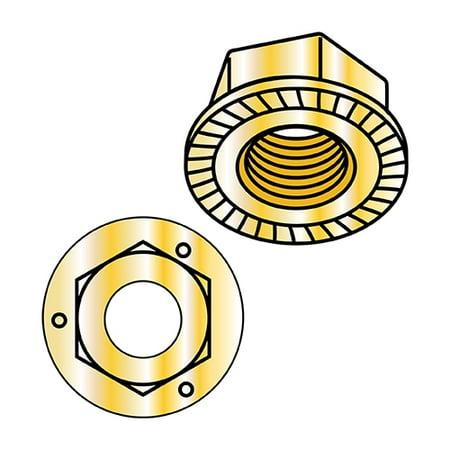 

3/8-16 Serrated Flange Hex Lock Nuts Grade 5 Zinc Yellow (Pack Qty 1 000) BC-37NR5Y