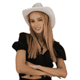 thumbnail image 4 of Light Up Flashing Sparkly Glitter EL Wire LED Sequin Cowboy Hats (White) for Party Disco by PartyGlowz, 4 of 9