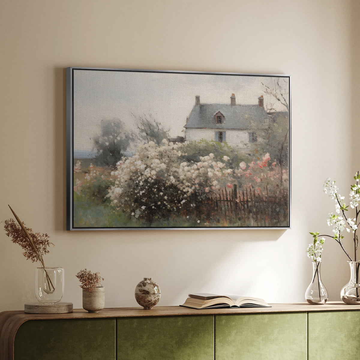 Vintage Landscape-XIV By Wexford Home Framed in Silver Wood Gallery Wrapped Canvas 27 in. x 41 in.