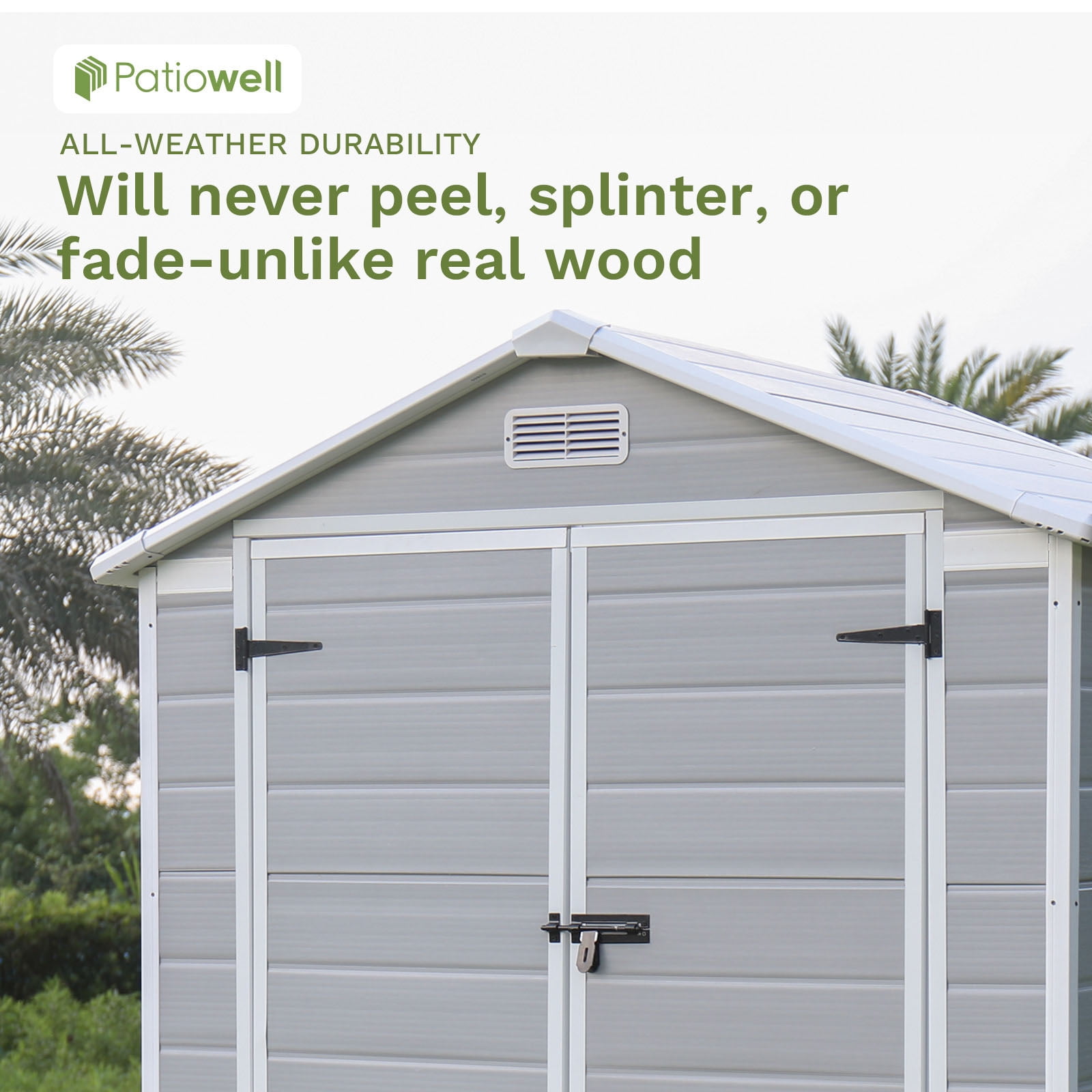 Patiowell 6x4 Resin Outdoor Storage Shed-Perfect to Store Patio Furniture, Garden Tools Bike Accessories, Beach Chairs and Lawn Mower, Grey & White